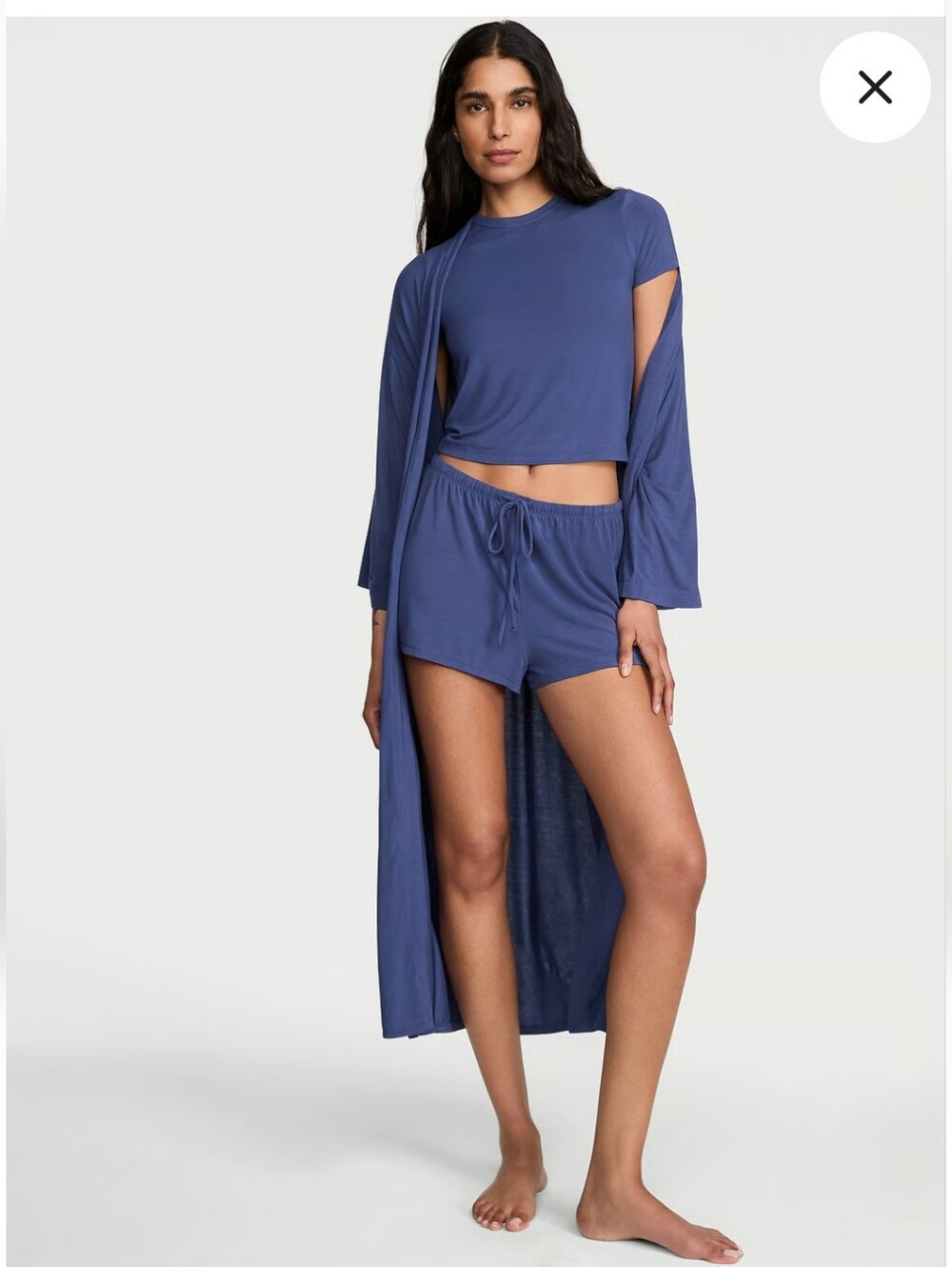 Victoria's Secret Indigo Blue 3-Piece Lounge Pajama Set with Long Robe